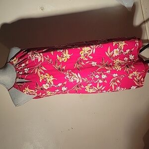 White House Black Market Women's Red Flowered Lined Dress, Size: S